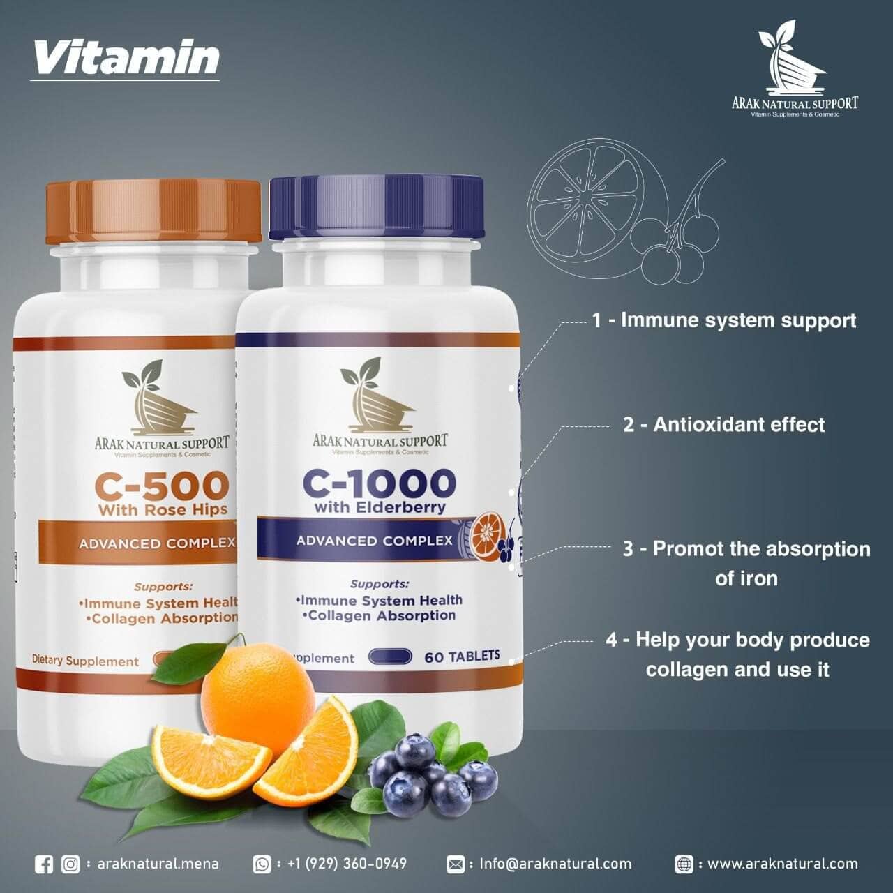 Vitamin C 500 Vitamin C 500mg Tablets 703674912050 Arak USA